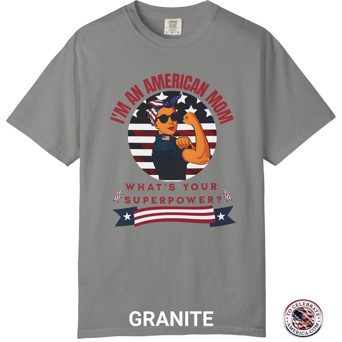 Comfort Colors Patriotic Mom T-Shirt - Image 2