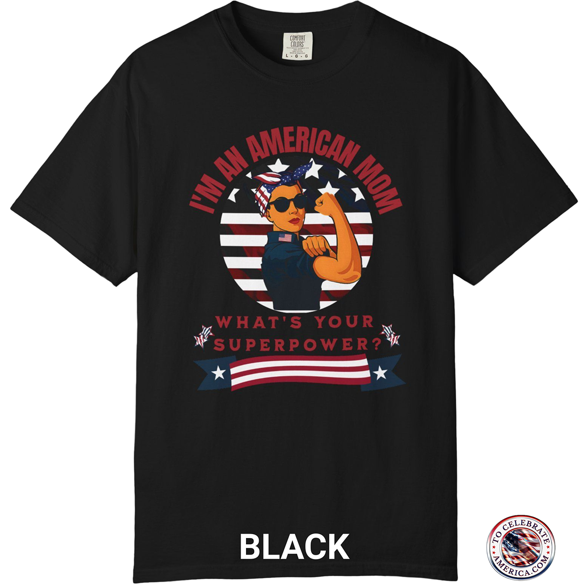 Comfort Colors Patriotic Mom T-Shirt - Image 3