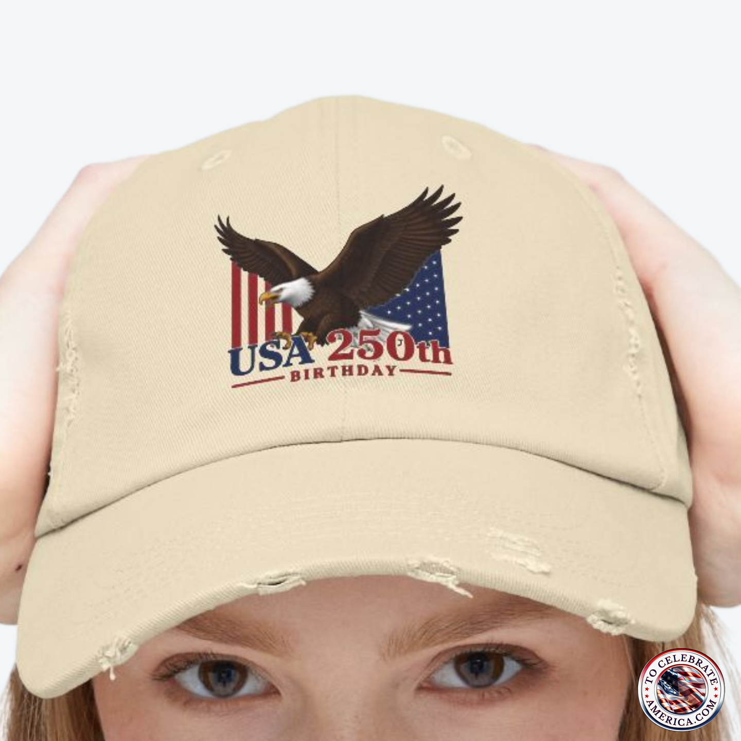 Cap - Eagle Stars and Stripes 250th Birthday Unisex Distressed Hat - Image 5
