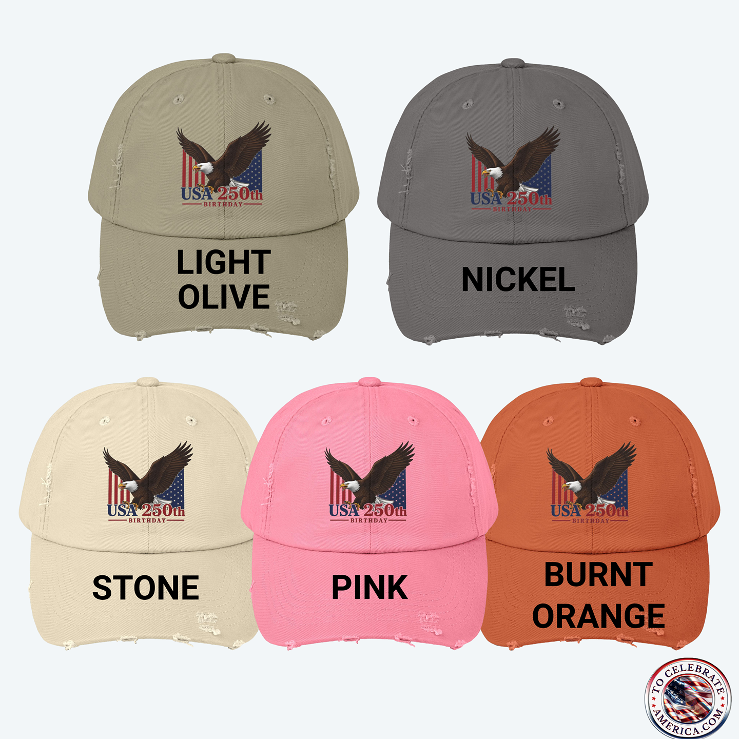 Cap - Eagle Stars and Stripes 250th Birthday Unisex Distressed Hat - Image 6