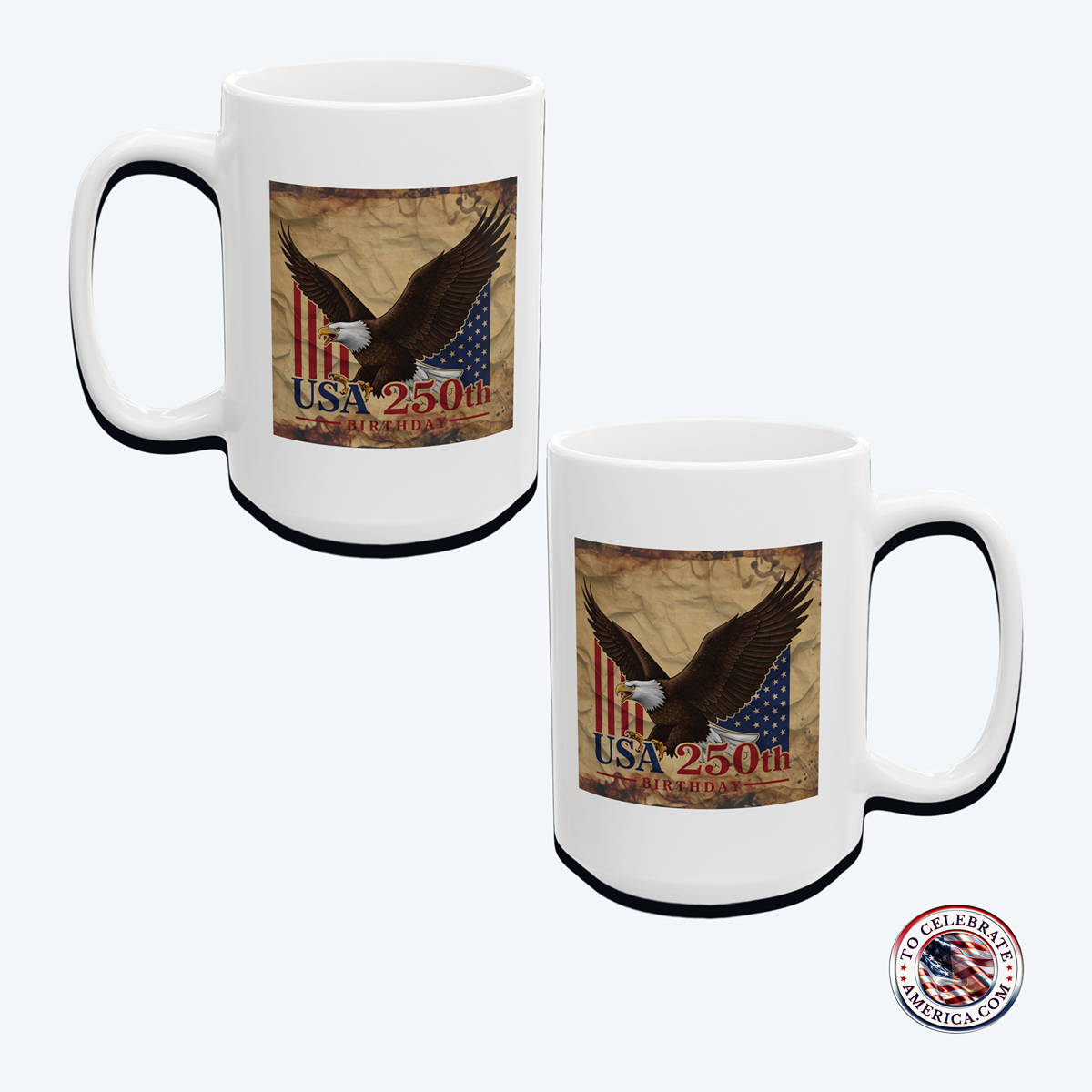 Mug - Patriotic 250th USA Birthday Vintage Distressed Grunge Design