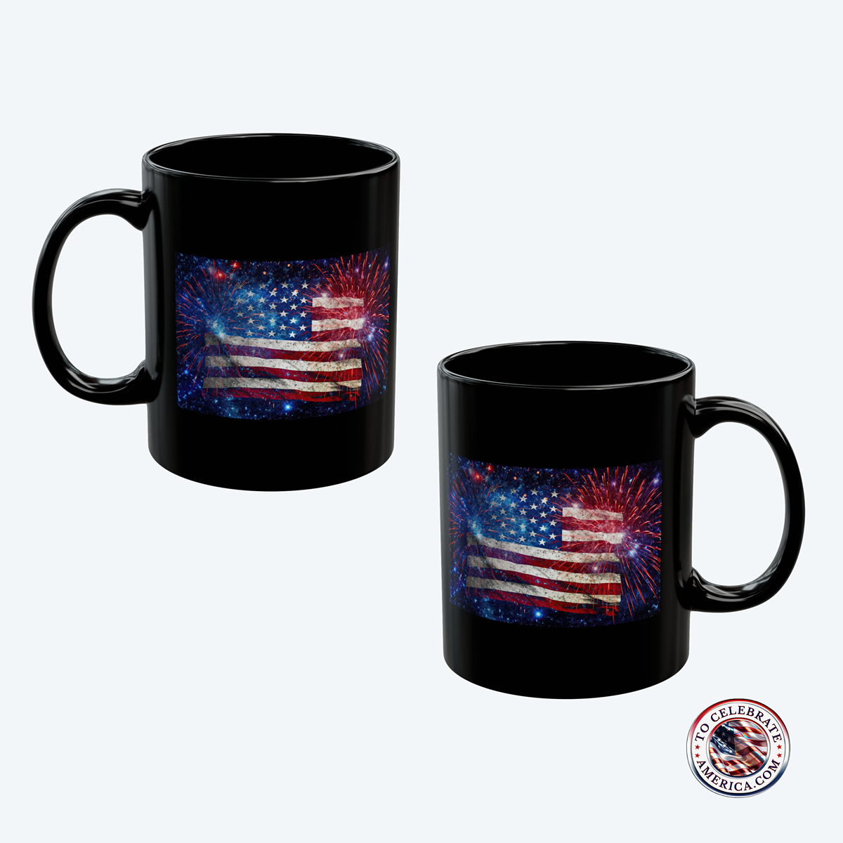 Patriotic Fireworks Mug - 11oz & 15oz, USA Flag Coffee Cup