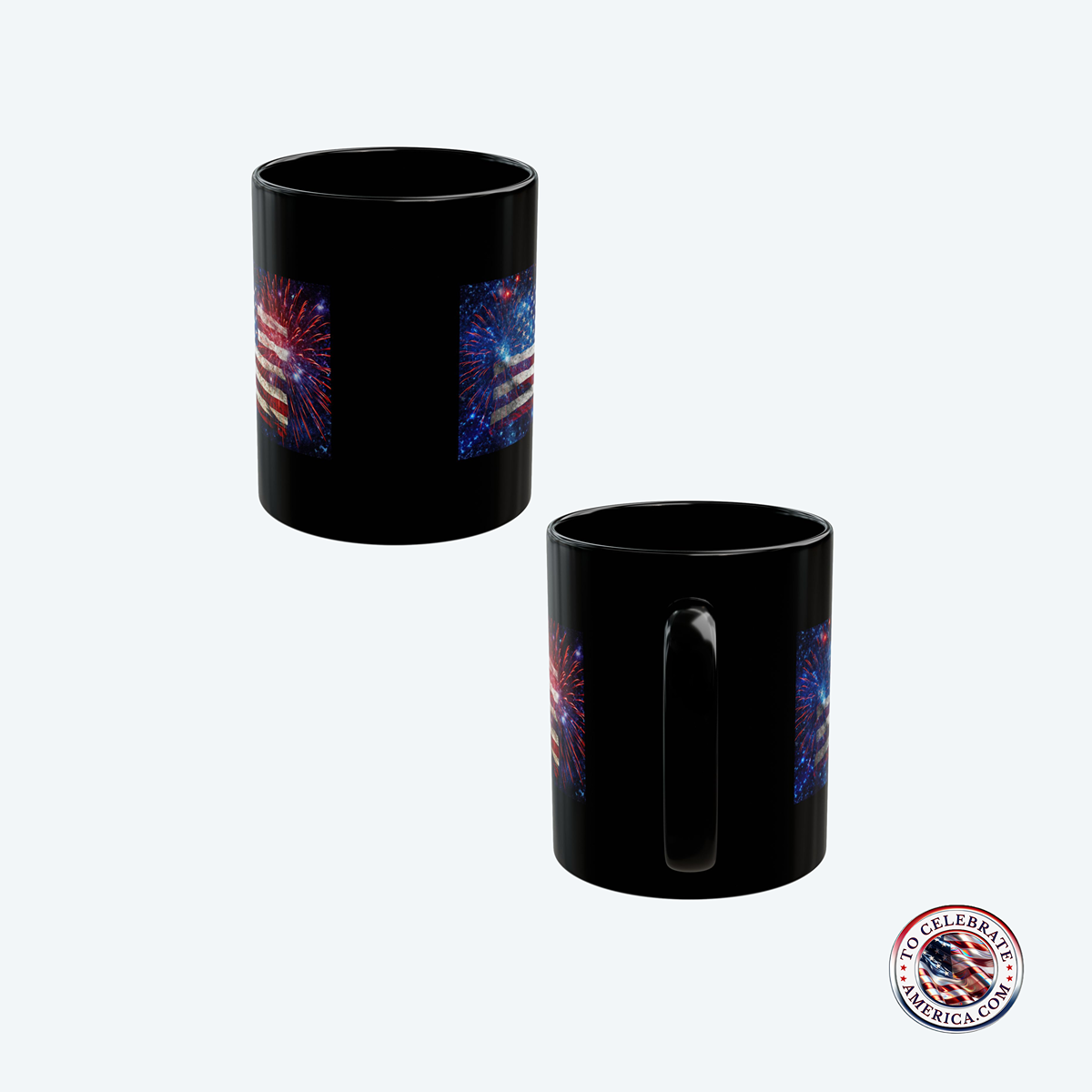 Patriotic Fireworks Mug - 11oz & 15oz, USA Flag Coffee Cup - Image 2