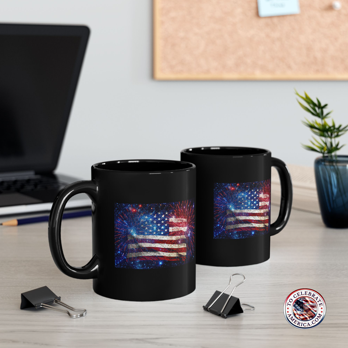 Patriotic Fireworks Mug - 11oz & 15oz, USA Flag Coffee Cup - Image 4