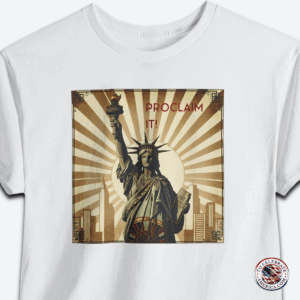 Statue of Liberty Art Deco Tee, Patriotic Vintage Shirt for Independence Day, Unisex Heavy Cotton Gift