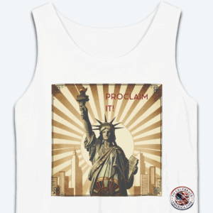 Tank Top, Grunge Art Deco Statue of Liberty Design, Patriotic Vintage Shirt for Freedom Lovers