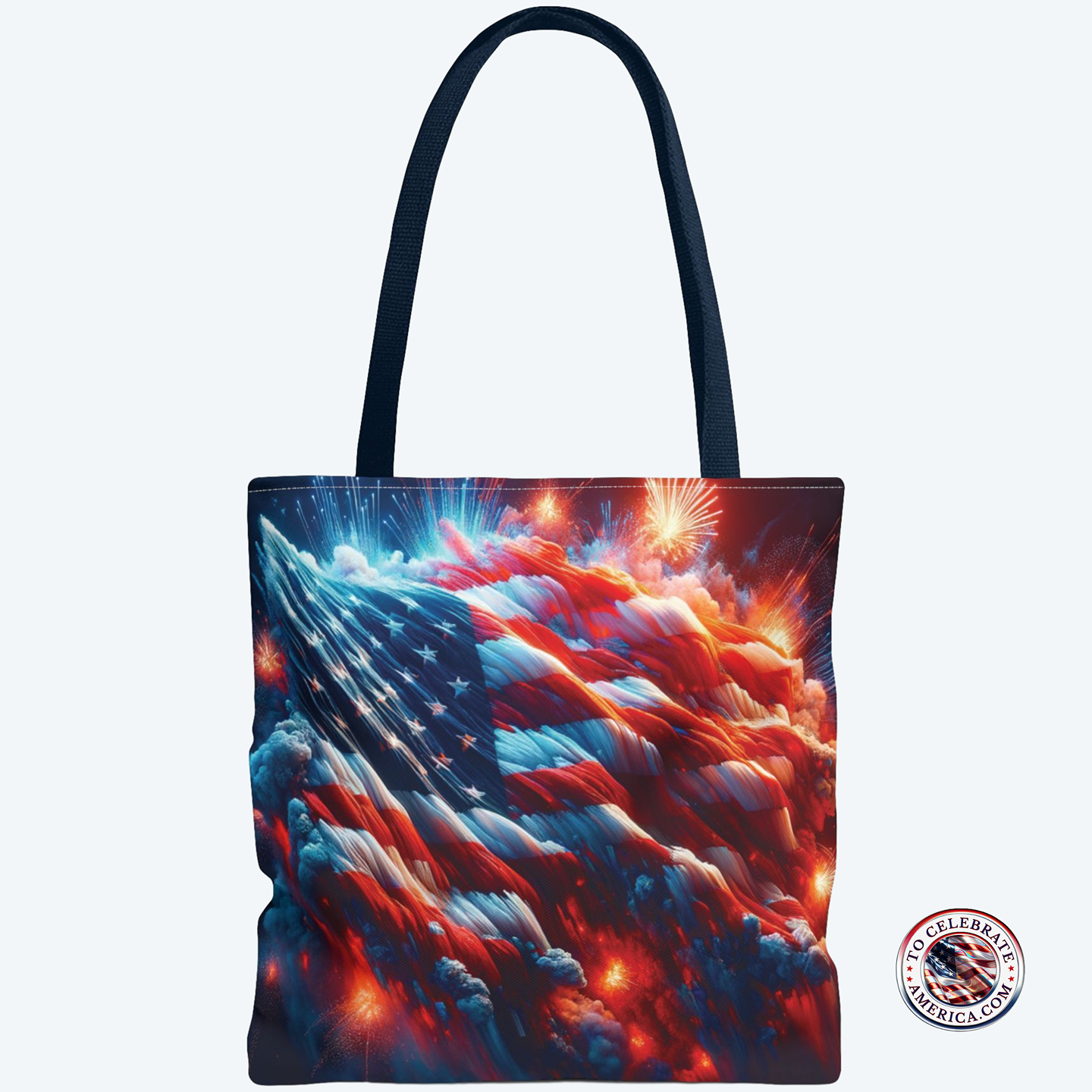 Tote Bag - Patriotic American Flag and Fireworks Design - Image 2
