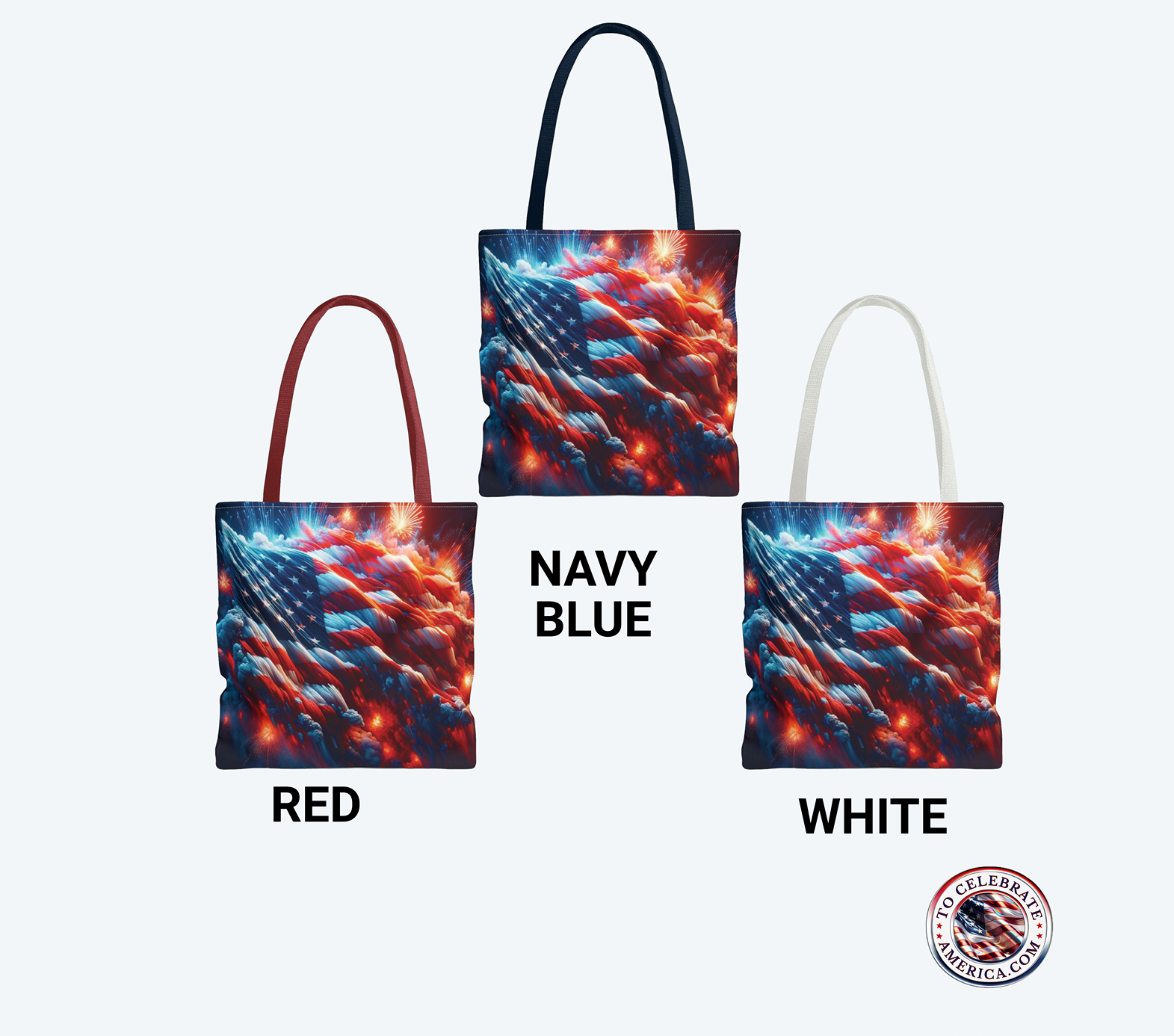 Tote Bag - Patriotic American Flag and Fireworks Design - Image 5