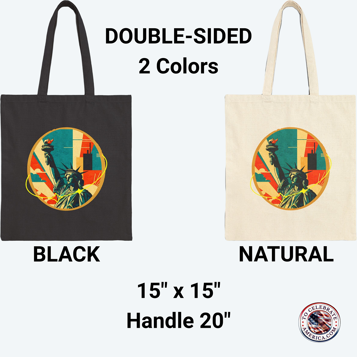 Canvas Tote Bag - Mid-Century Statue of Liberty Design - Image 4