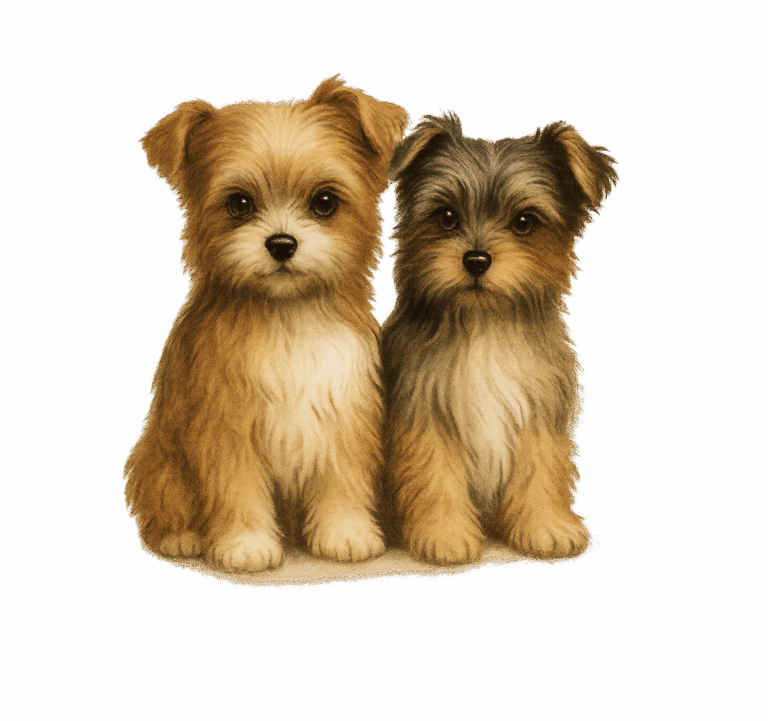 two cute pups in watercolir style