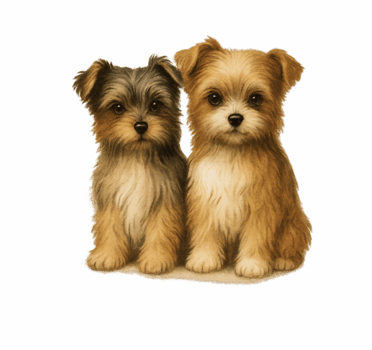 two cute pups in watercolir style