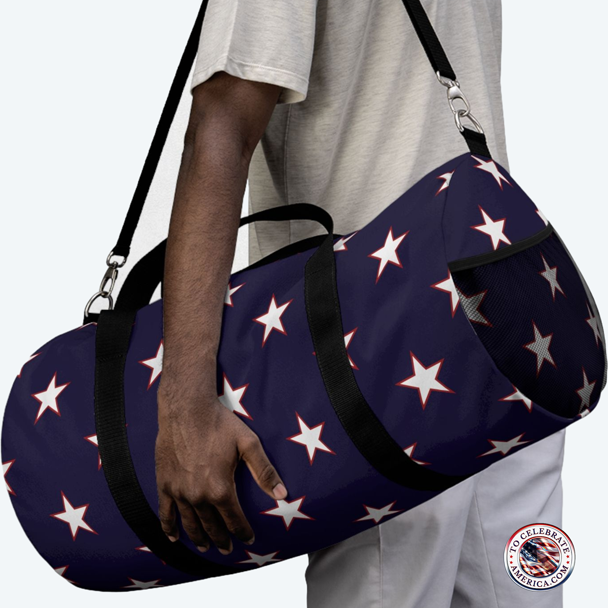 Patriotic Red and White Stars Duffel Bag - Ideal for Gym, Travel, Sporting Events, Gifts for Adventurers, Patriotic Celebrations