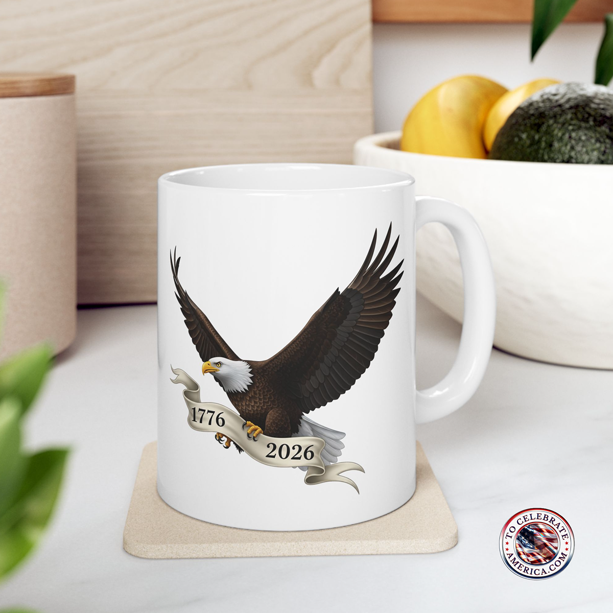 Mug - American Bald Eagle Patriotic Banner Ceramic Coffee Cup - Image 4
