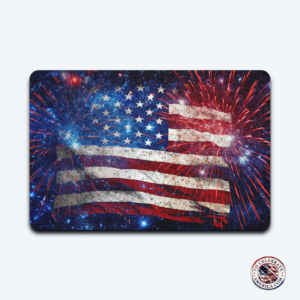 Pet Food Mat - Patriotic Flag and Fireworks Design