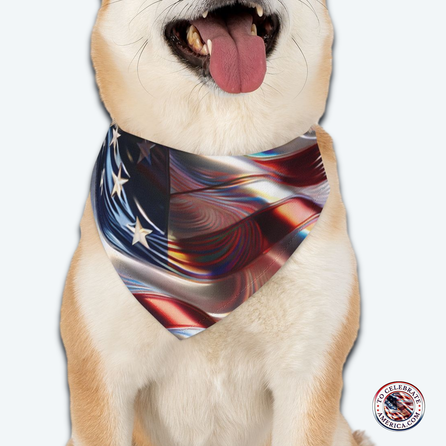 Pet Bandana Collar with Stars and Stripes design - Image 2