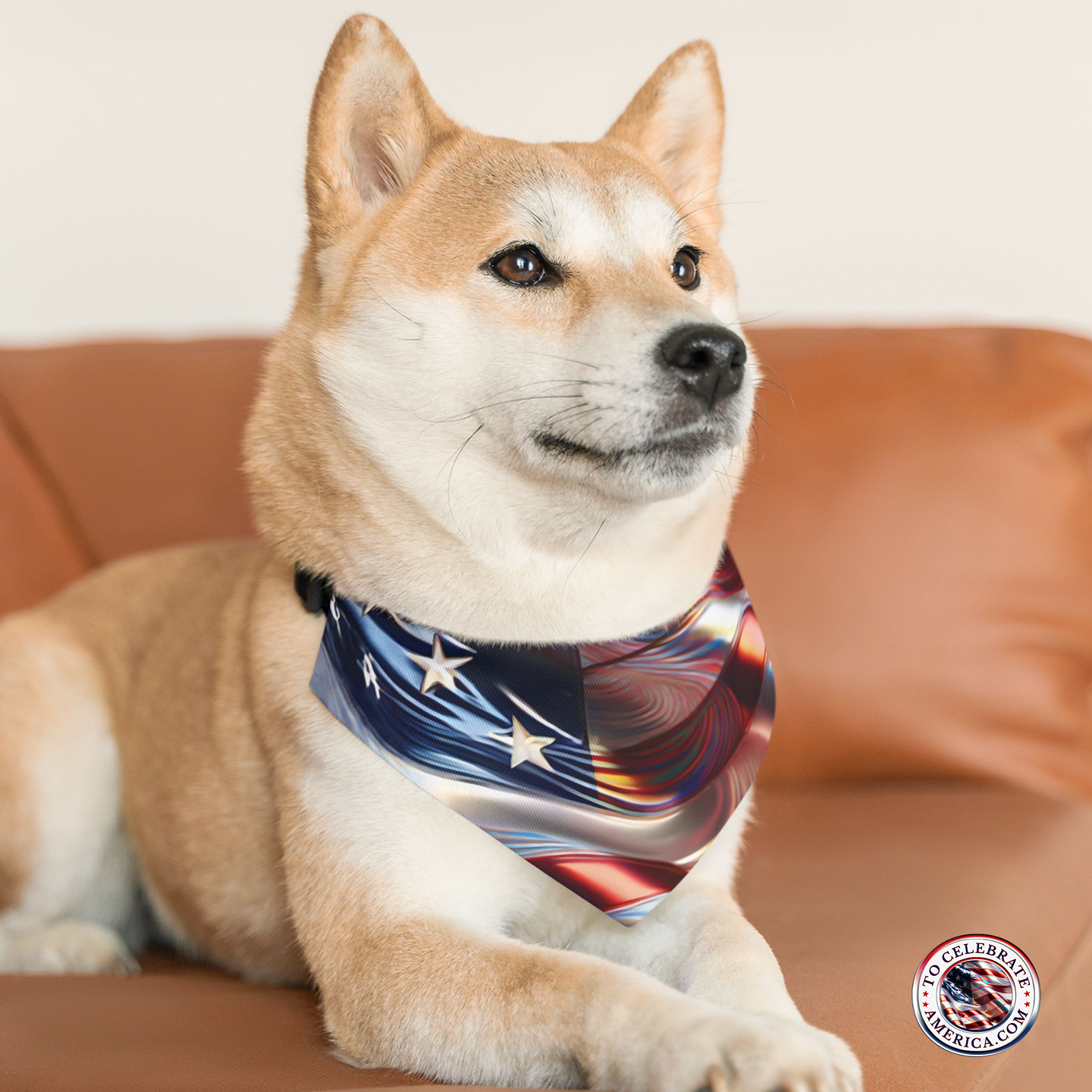 Pet Bandana Collar with Stars and Stripes design - Image 3
