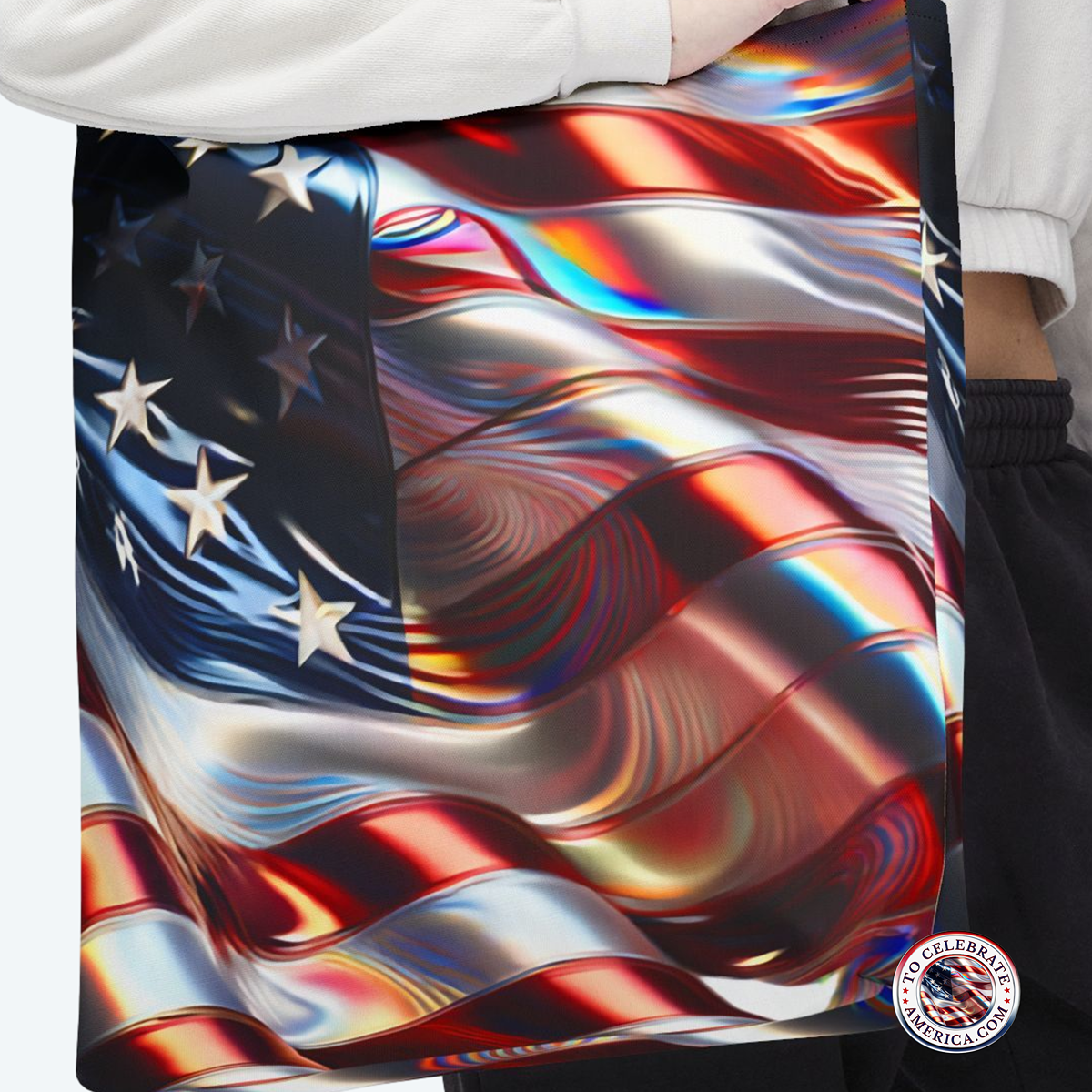 American Flag Tote Bag, Patriotic Beach Bag, Fourth of July Gift, Canvas Shopper, Flag Design Grocery Tote, Travel Companion