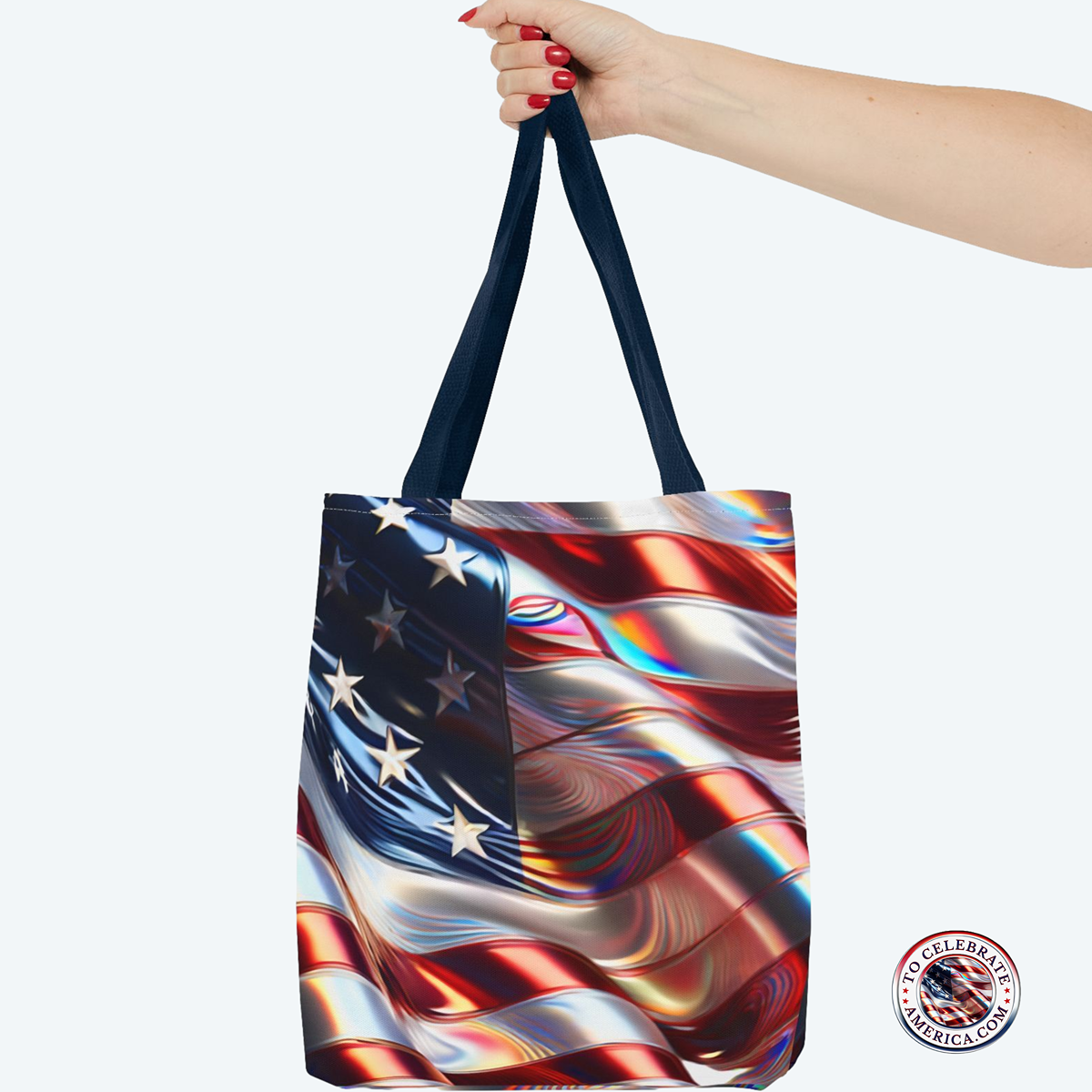 American Flag Tote Bag, Patriotic Beach Bag, Fourth of July Gift, Canvas Shopper, Flag Design Grocery Tote, Travel Companion - Image 4