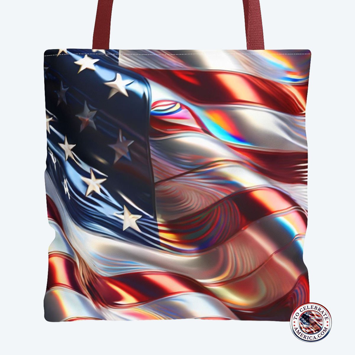 American Flag Tote Bag, Patriotic Beach Bag, Fourth of July Gift, Canvas Shopper, Flag Design Grocery Tote, Travel Companion - Image 2