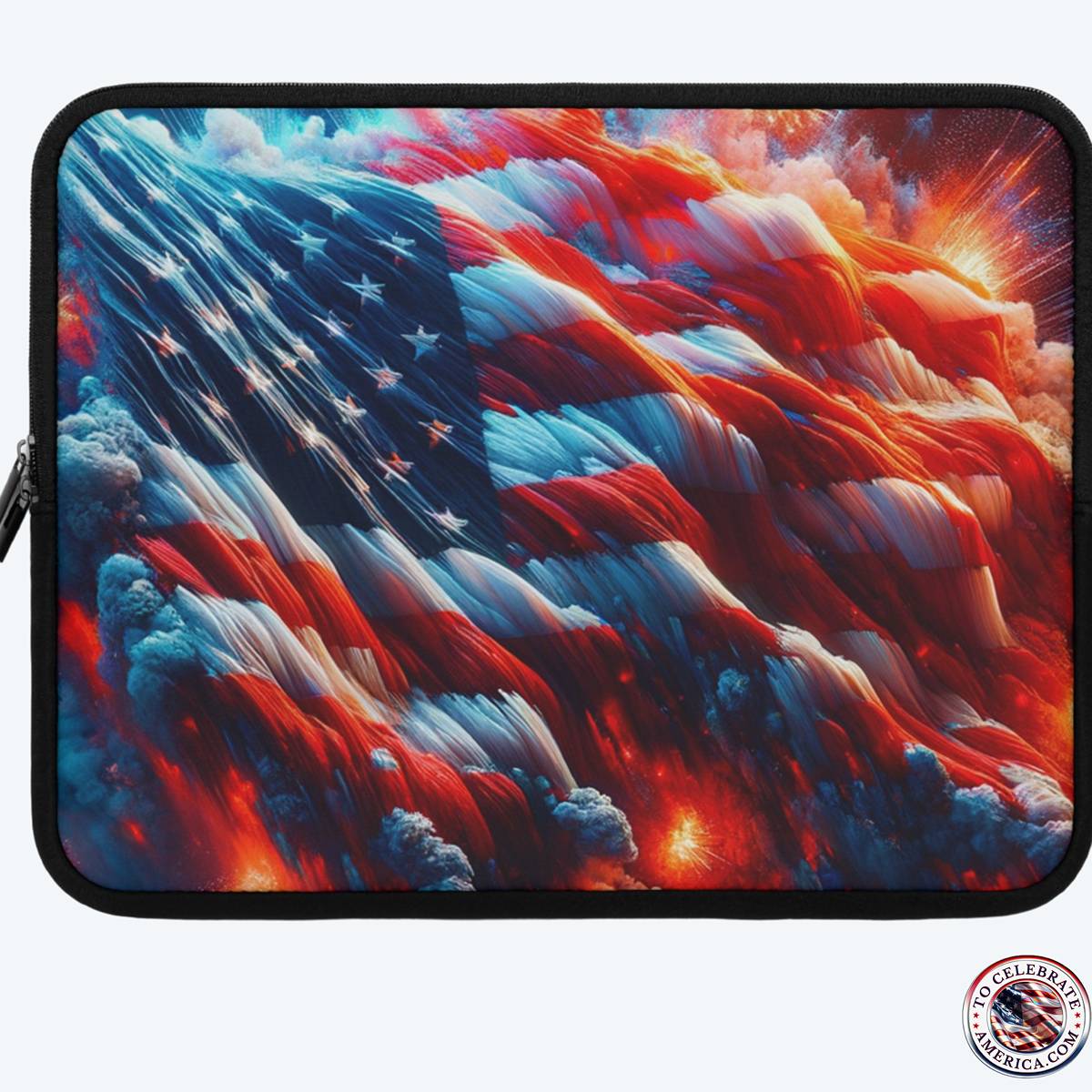 Patriotic Laptop Sleeve, American Flag Sleeve, Colorful Design, Laptop Case, Gift for Students, 4th of July, Unique Tech Accessory - Image 2