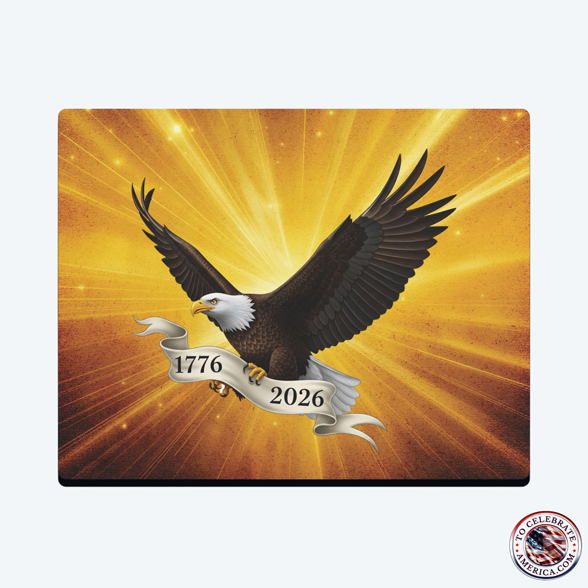 Metal Art Sign - Majestic Eagle 1776 2076 Sun Rays Grunge Texture Design