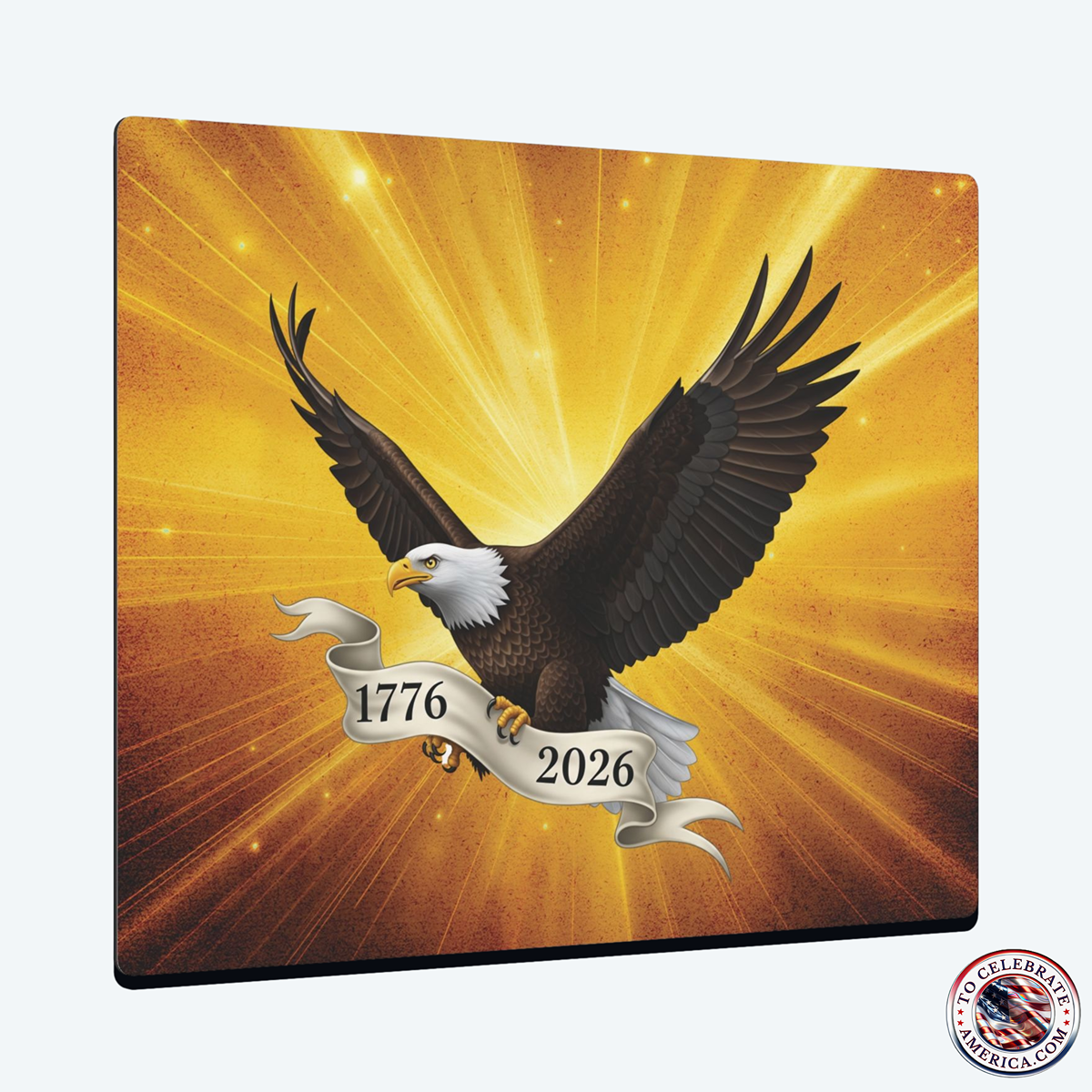 Metal Art Sign - Majestic Eagle 1776 2076 Sun Rays Grunge Texture Design - Image 2