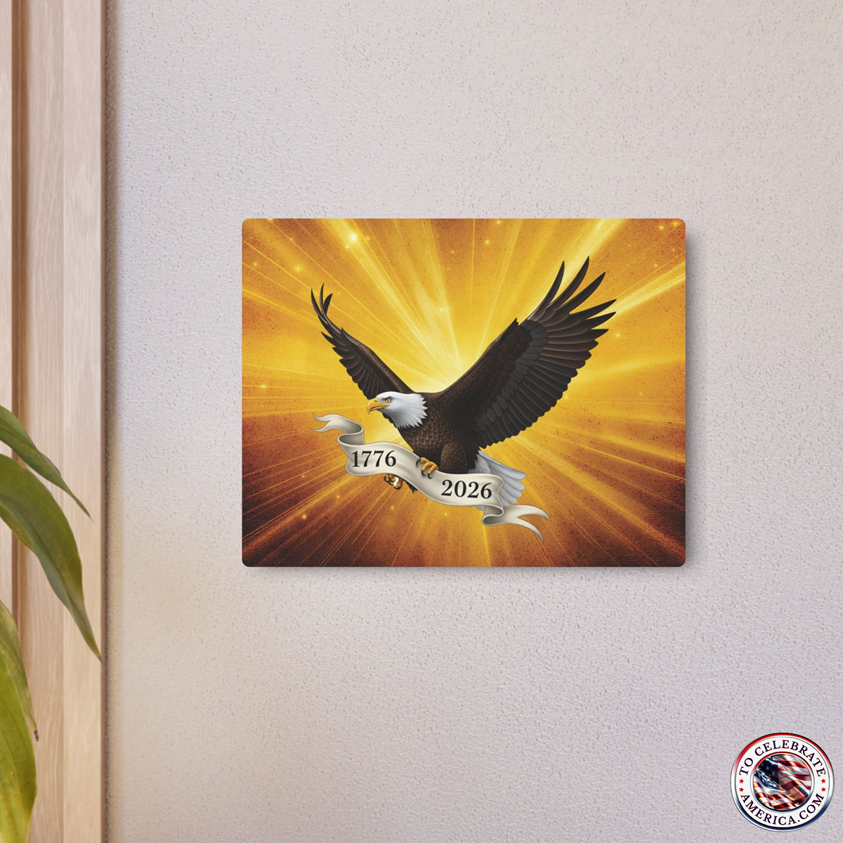 Metal Art Sign - Majestic Eagle 1776 2076 Sun Rays Grunge Texture Design - Image 4