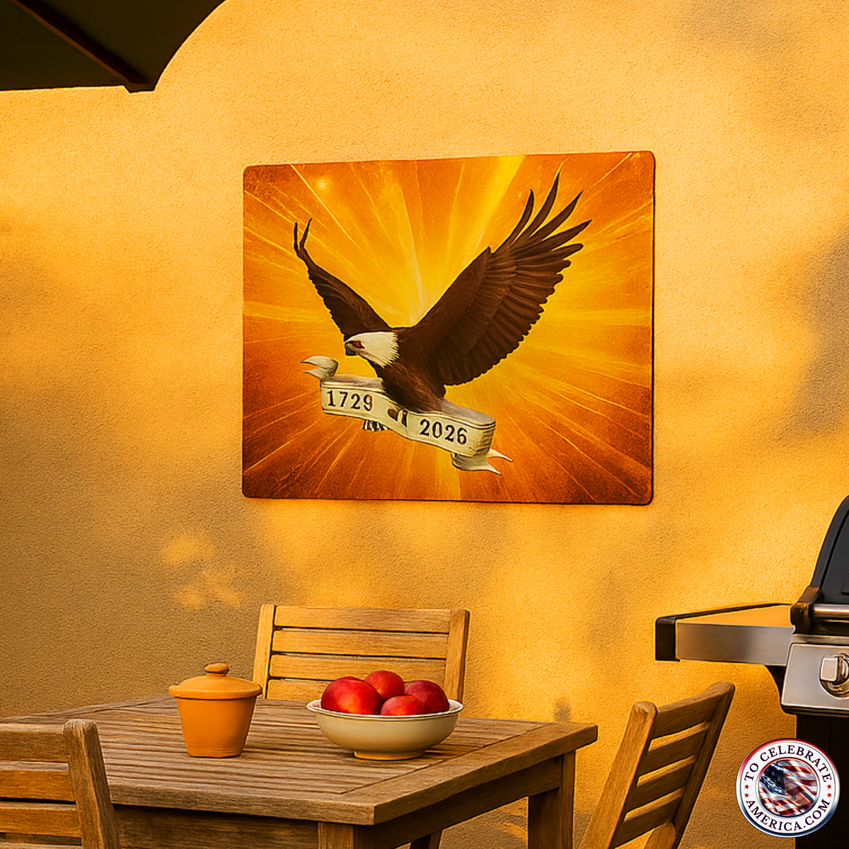 Metal Art Sign - Majestic Eagle 1776 2076 Sun Rays Grunge Texture Design - Image 3