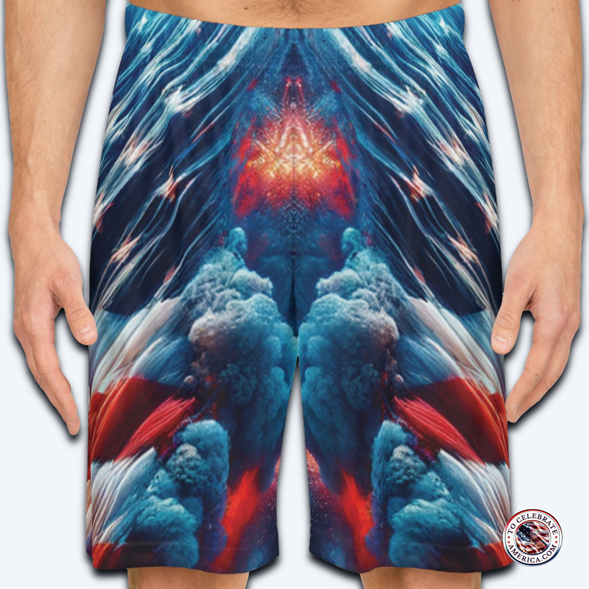 Patriotic Basketball Shorts, AOP Sportswear, 4th of July Gear, Casual Summer Shorts, Athletic Apparel, Men's Activewear - Image 2