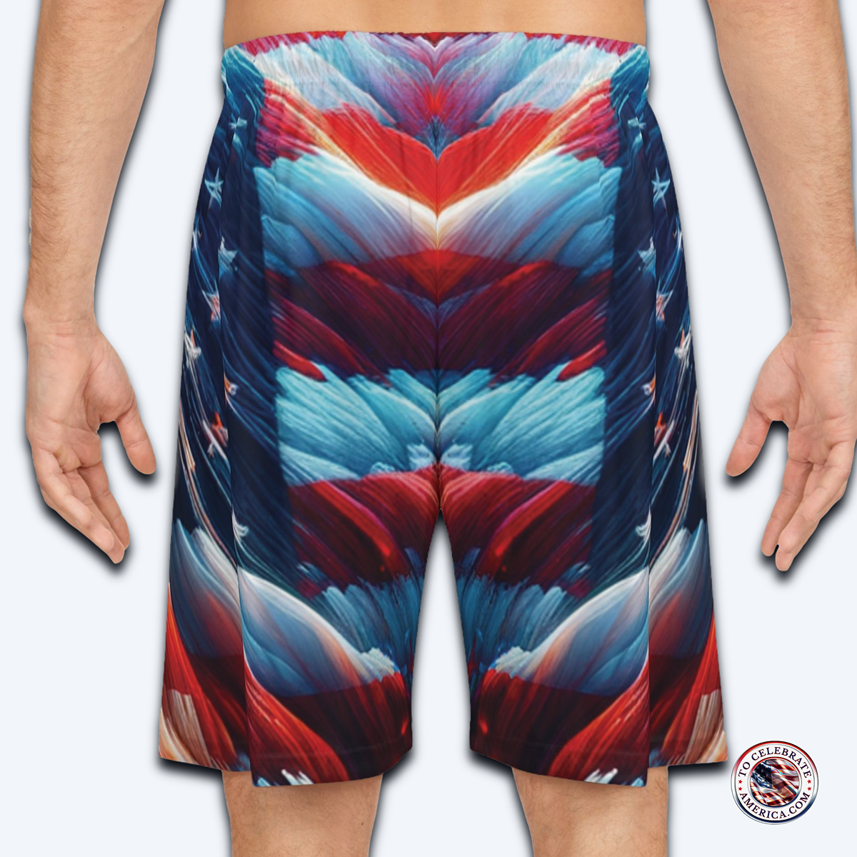Patriotic Basketball Shorts, AOP Sportswear, 4th of July Gear, Casual Summer Shorts, Athletic Apparel, Men's Activewear - Image 3
