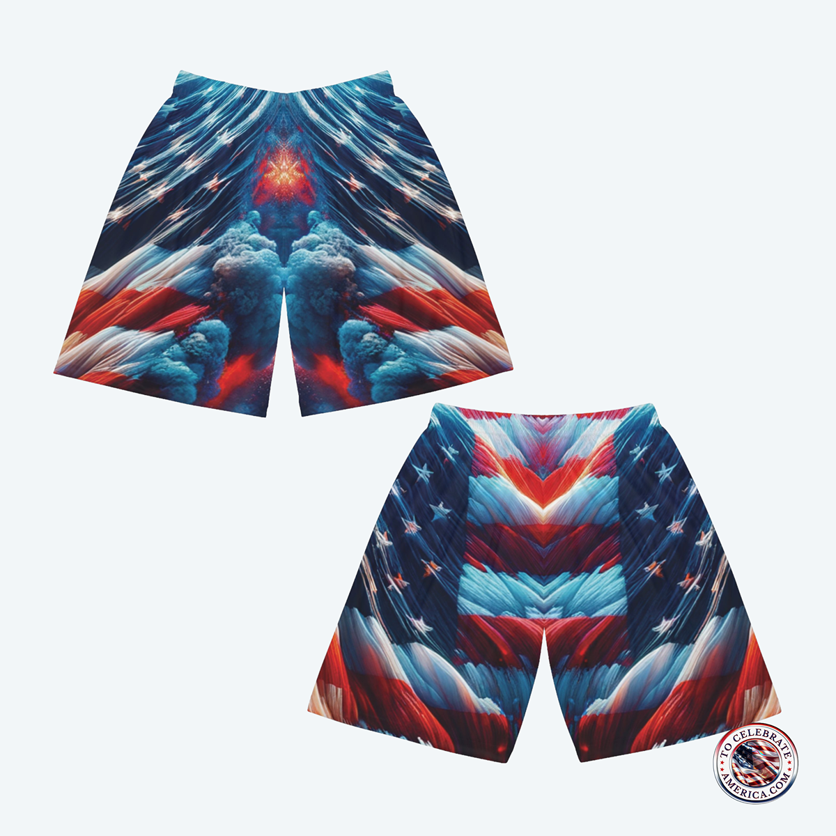 Patriotic Basketball Shorts, AOP Sportswear, 4th of July Gear, Casual Summer Shorts, Athletic Apparel, Men's Activewear - Image 4