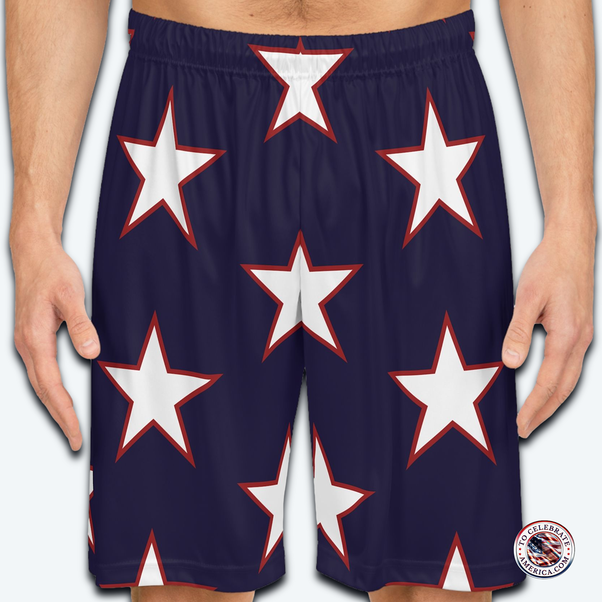 Mens Star-Spangled Basketball Shorts, Athletic Shorts, Sportswear, Summer Apparel, Activewear, Team Spirit, Casual Wear, Gift for Sports Lovers - Image 3
