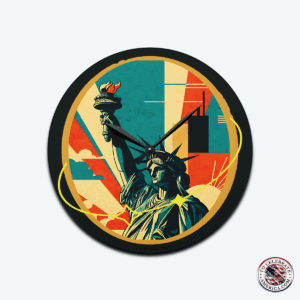 Wall Clock - Mod-Century Statue Of Liberty Design, Patriotic Wall Art
