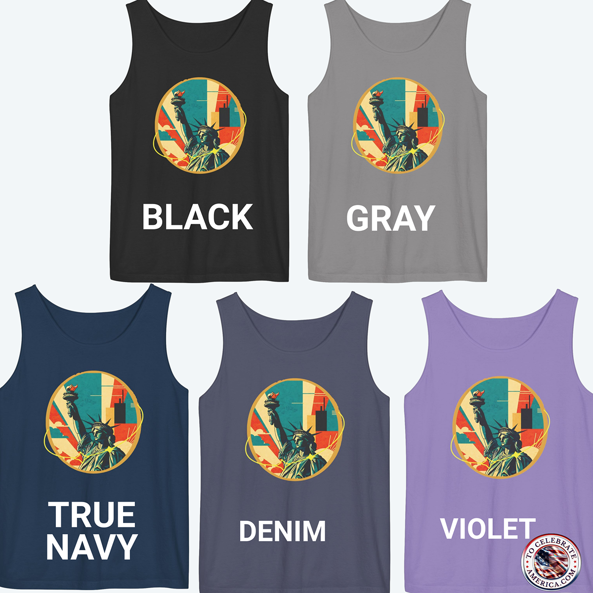 Statue of Liberty Graphic Tank Top, Summer Apparel, Unisex Clothing, 4th of July Outfit, Travel Tees, Mid Century Art Design - Image 4