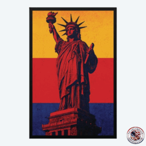 Patriotic Matte Poster - Colorful Statue of Liberty Pop Art Design with Vintage Grunge Texture