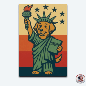 Kids Patriotic Poster - Puppy Statue of Liberty
