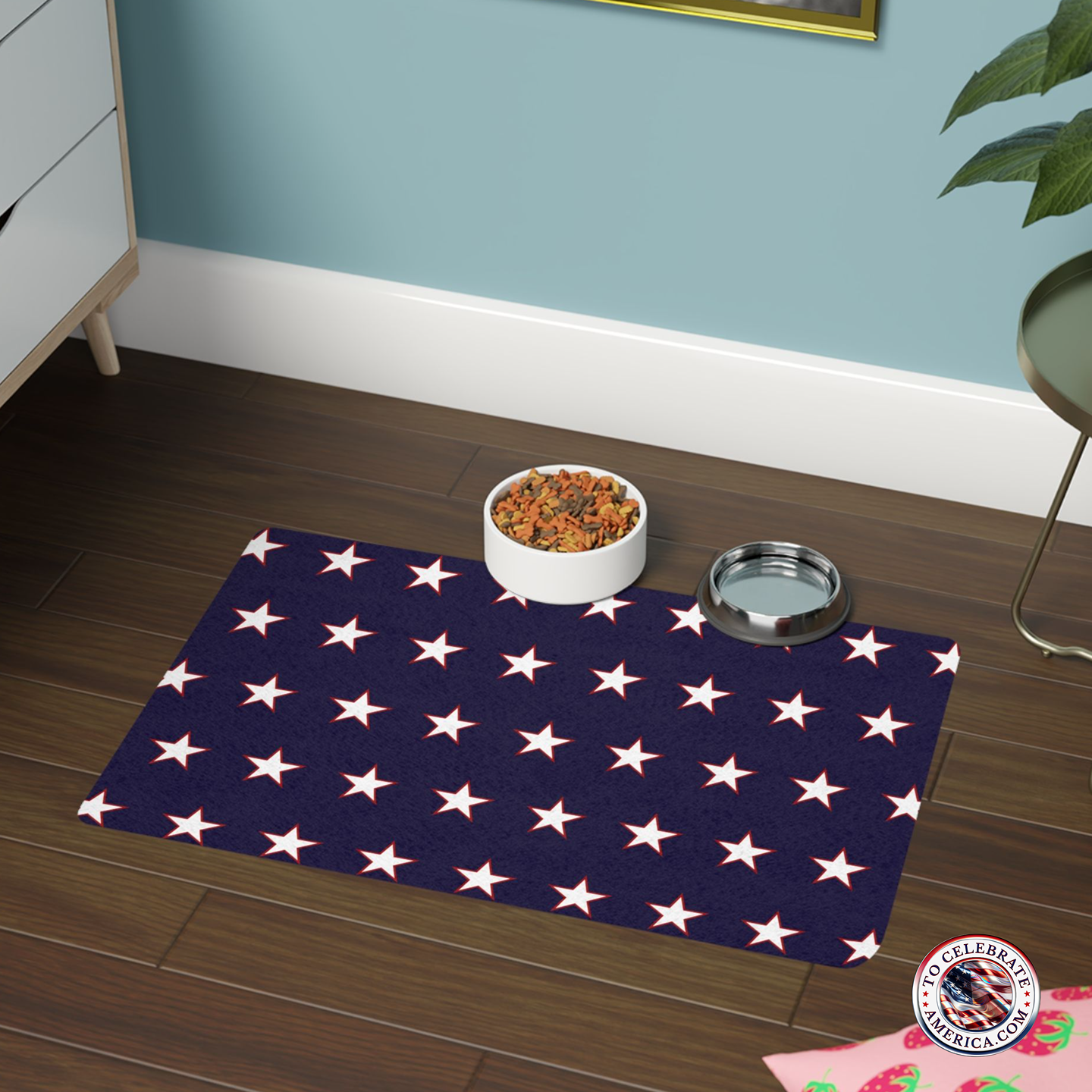 Pet Food Mat - Patriotic Stars Design - Image 2