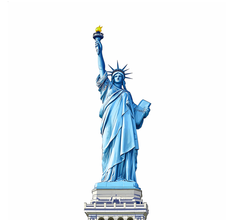 The Statue of Liberty given a pale blue hue