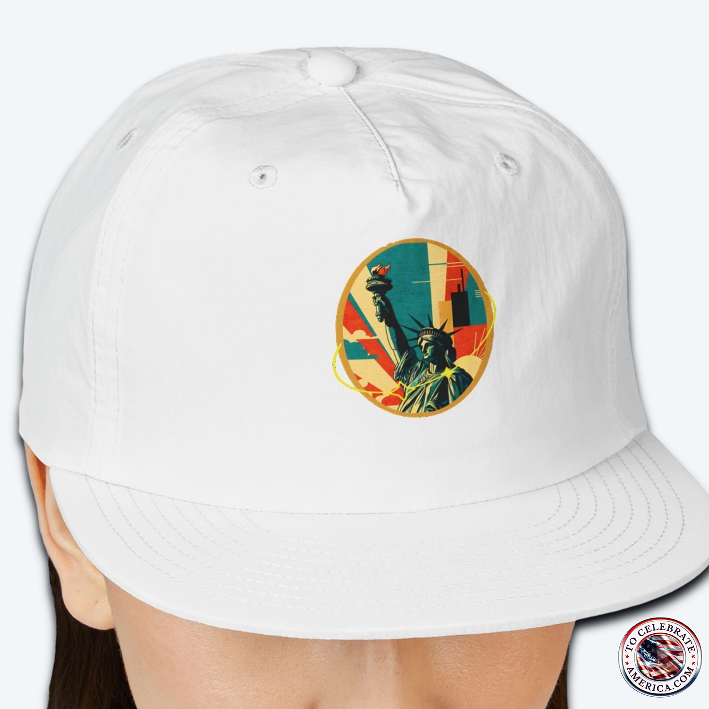 Stylish Surf Cap with Vibrant Mid-Century Statue of LibertyDesign, Beach Hat, Summer Accessory, Coastal Fashion, Casual Wear, Gift for Surfers - Image 4