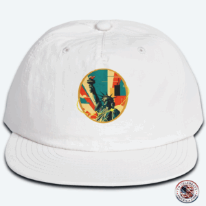 Stylish Surf Cap with Vibrant Mid-Century Statue of LibertyDesign, Beach Hat, Summer Accessory, Coastal Fashion, Casual Wear, Gift for Surfers