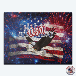 Patriotic Wall Art Canvas Print: American Eagle Decor for 4th of July, Birthday, Memorial Day, Veterans Day, Independence Day