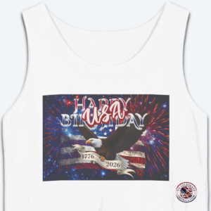 Patriotic Stars and Stripes SUSA Birthday Tank Top, Independence Day Clothing, Fireworks Party Attire, Gift for Celebration