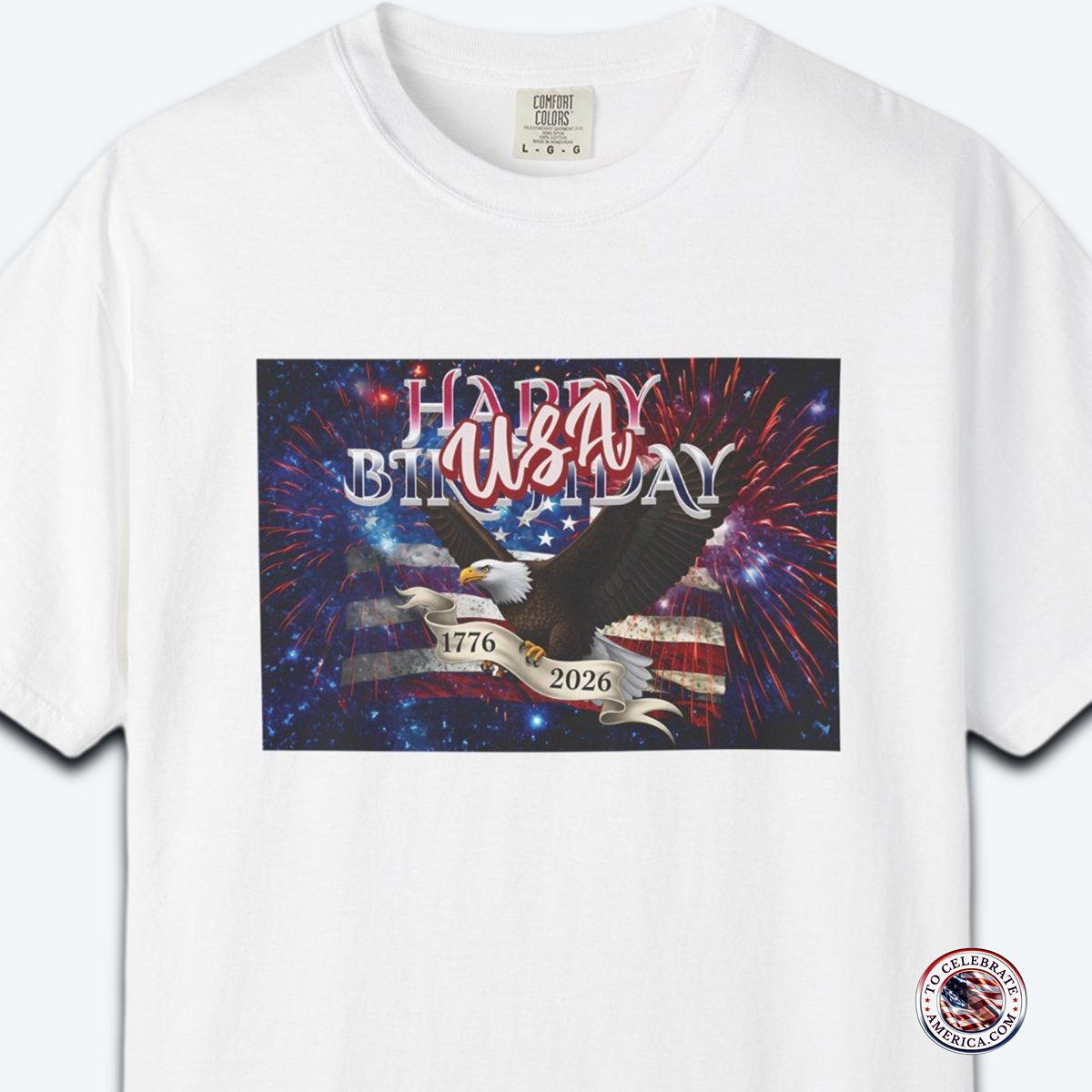 Patriotic Bald Eagle USA 250th Birthday Stars and Stripes T-shirt, Comfort Colors Tee
