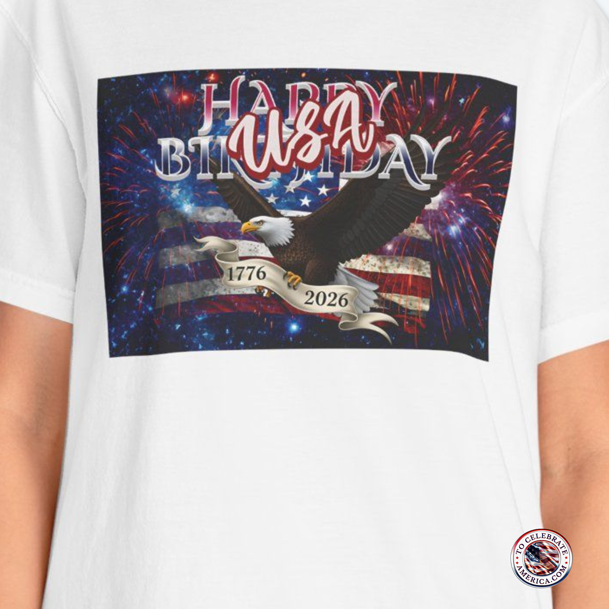 Patriotic Bald Eagle USA 250th Birthday Stars and Stripes T-shirt, Comfort Colors Tee - Image 2