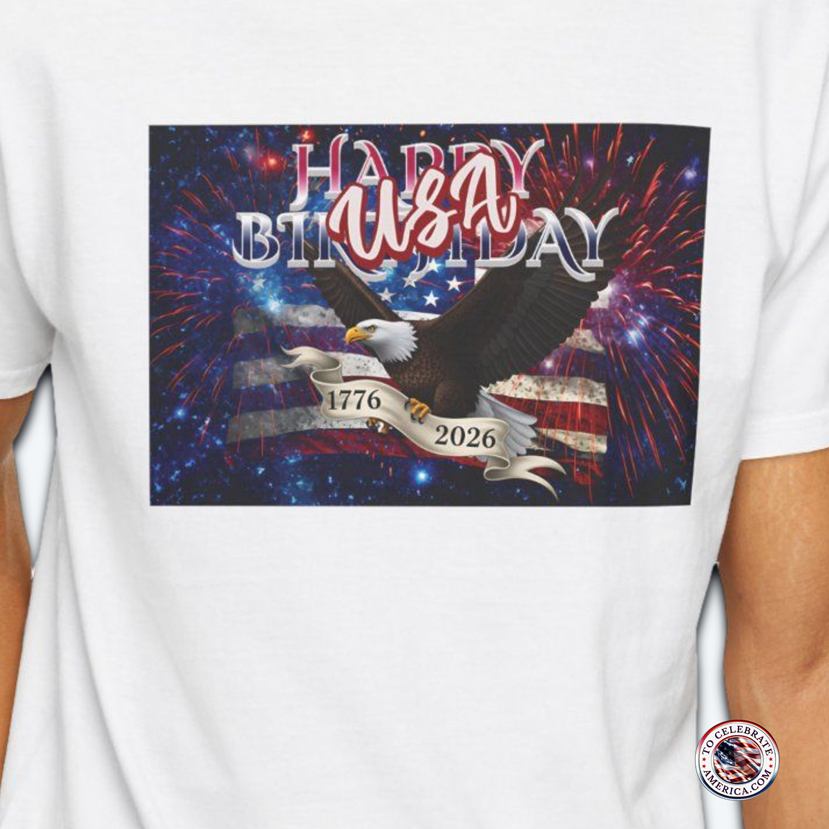 Patriotic Bald Eagle USA 250th Birthday Stars and Stripes T-shirt, Comfort Colors Tee - Image 3