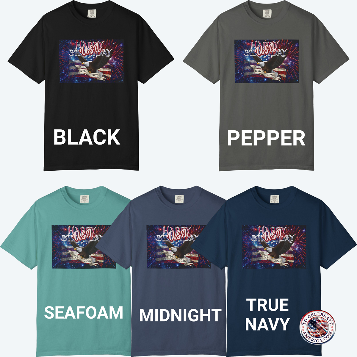 Patriotic Bald Eagle USA 250th Birthday Stars and Stripes T-shirt, Comfort Colors Tee - Image 4