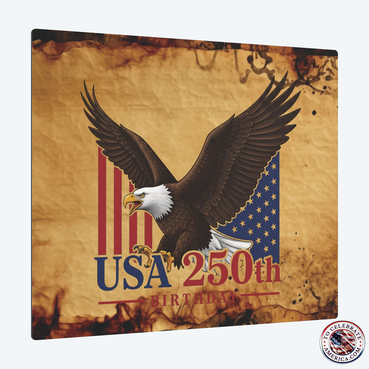 Metal Art Sign - Patriotic 250th USA Birthday Eagle Stars Stripes Distressed Grunge Style - Image 2