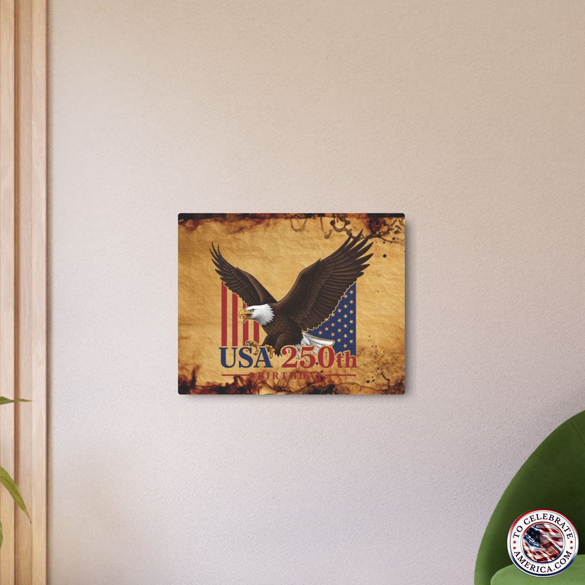 Metal Art Sign - Patriotic 250th USA Birthday Eagle Stars Stripes Distressed Grunge Style - Image 4