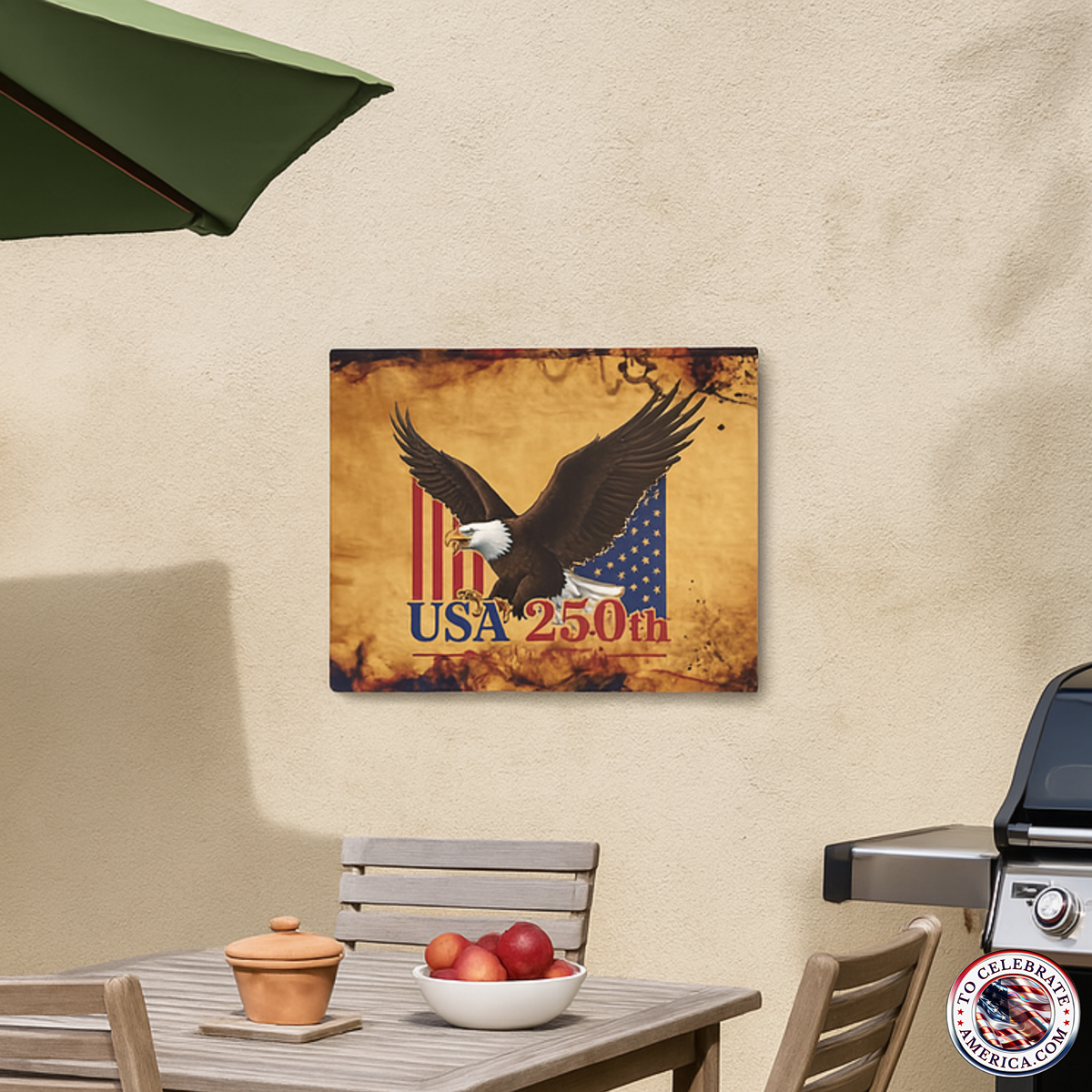 Metal Art Sign - Patriotic 250th USA Birthday Eagle Stars Stripes Distressed Grunge Style - Image 3
