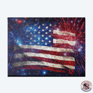 Patriotic Canvas Art, American Flag with Fireworks Wall Decor